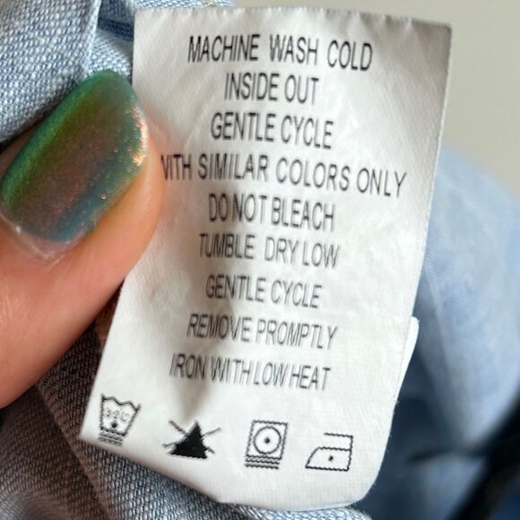 Level 99 Anthropologie Blue Chambray Linen Shirt Dress Sleeveless Button Down XS - Picture 10 of 11